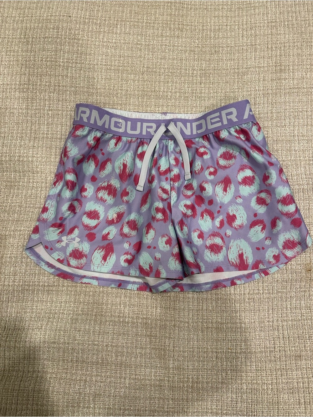 Under Armour Lavender Shorts with Mint & Fuchsia Accent Print